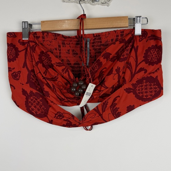 Anthropologie Two-Piece Set Beaded Bandeau Tie Front Top & Smocked Mini Skirt XL - Picture 11 of 11